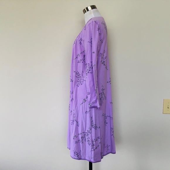Nightgown Pullover Purple Floral Scoop Neck Long Sleeves CELESTIAL DREAMS - Picture 4 of 11
